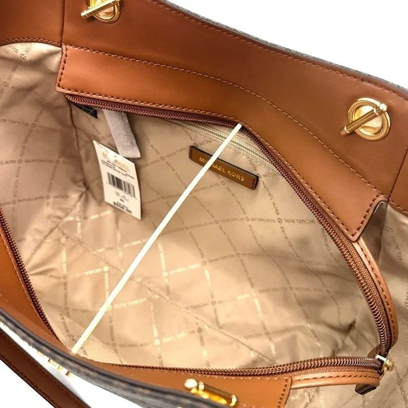 Michael Kors Large Jet Set Travel Chain Shoulder Bag & Continental Wallet Brown - Picture 10 of 12